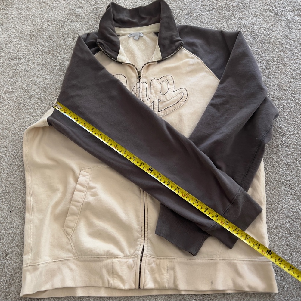 Vintage y2k GAP Logo Zip Up Turtleneck or Spread Collar Cream & Gray size XL - Picture 7 of 8